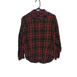 Red & Green Long Sleeve Button Down Plaid Shirt Size Large Ralph Lauren Polo